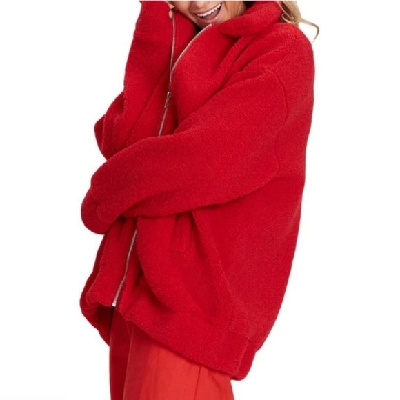 NWT Charlie Holiday Sommerset Teddy Sherpa Full Zip Jacket Red - Picture 2 of 10
